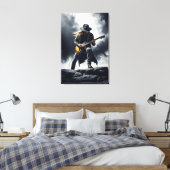Epitisch Rockgitarist Rookeffect Canvas Afdruk (Insitu (Slaapkamer))