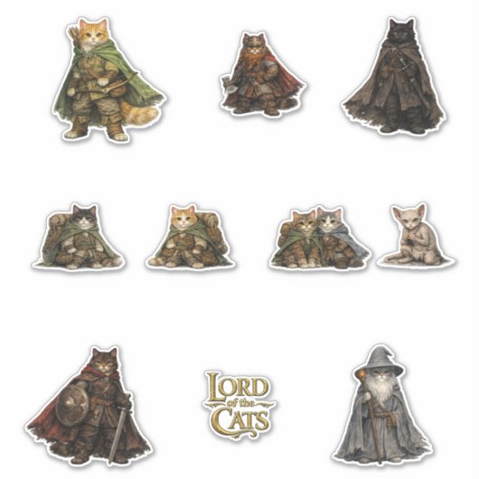 Epitische Fantasy Quests Katten Sticker (Voorkant)