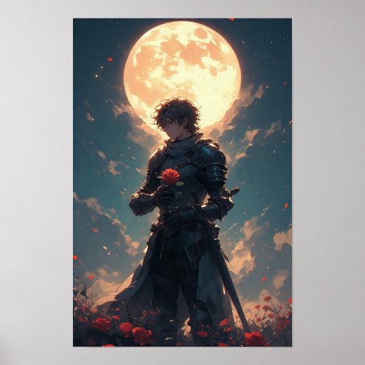 Epitische Maanverlichte Ridder Kunst Poster (Voorkant)