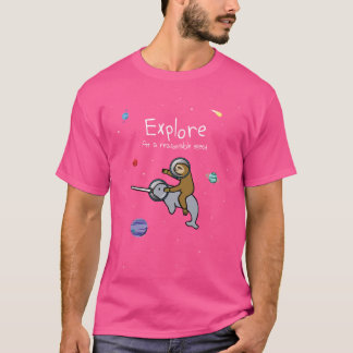 Eplore At A Reasonable Speed Sloth Riding Narwhal  T-shirt