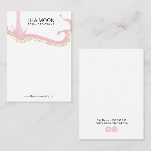 Epoxyhars oorbel Kaarten Visitekaartje (Voorkant / Achterkant)