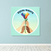 Equal Rights Rainbow Flower – Diversity and Unity Canvas Afdruk (Insitu (Houten vloer))
