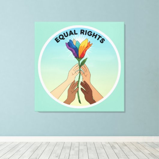 Equal Rights Rainbow Flower – Diversity and Unity Canvas Afdruk (Insitu (Houten vloer))