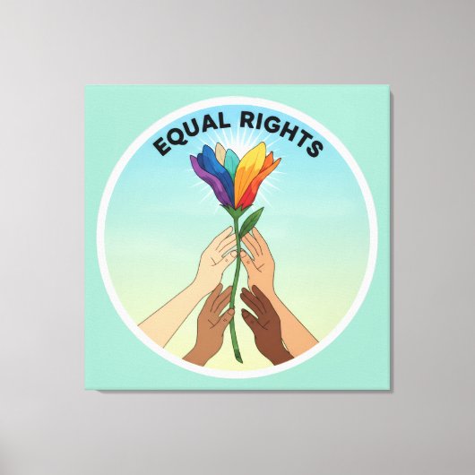 Equal Rights Rainbow Flower – Diversity and Unity Canvas Afdruk (Voorkant)