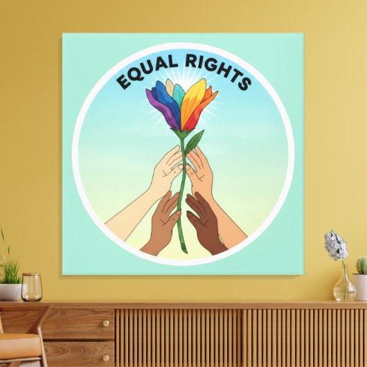 Equal Rights Rainbow Flower – Diversity and Unity Canvas Afdruk (Insitu (Woonkamer))