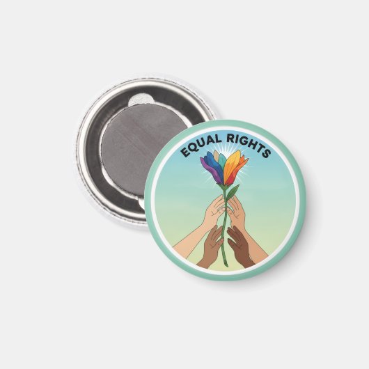 Equal Rights Rainbow Flower – Diversity and Unity Magneet (Voorkant / Achterkant)