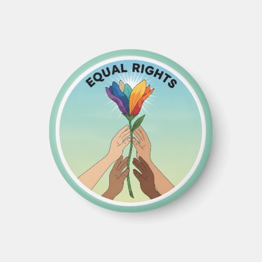 Equal Rights Rainbow Flower – Diversity and Unity Magneet (Voorkant)