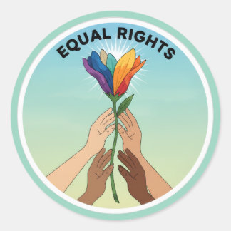 Equal Rights Rainbow Flower – Diversity and Unity Ronde Sticker