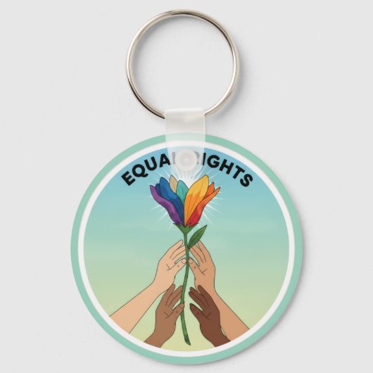 Equal Rights Rainbow Flower – Diversity and Unity Sleutelhanger (Voorkant)
