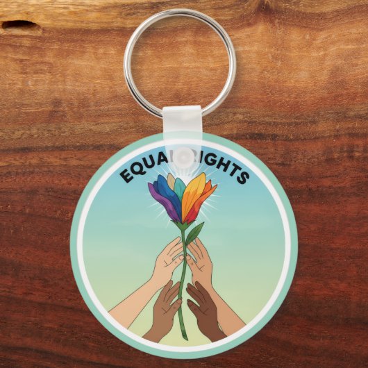 Equal Rights Rainbow Flower – Diversity and Unity Sleutelhanger (Voorkant)