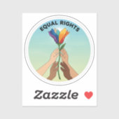 Equal Rights Rainbow Flower – Diversity and Unity Sticker (Vel)