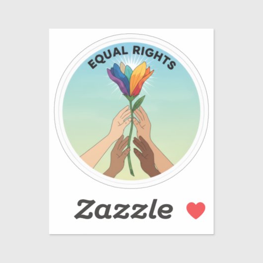 Equal Rights Rainbow Flower – Diversity and Unity Sticker (Vel)