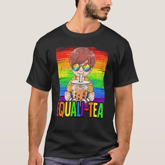 Equali Tea Bubble Tea Boba Tea LBGT Gay Pride Rain T-shirt (Voorkant)