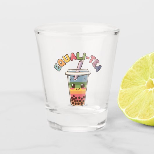 Equali-Tea Grappige LGBTQ Bubble Tea Pride Maand Shot Glas (Voorkant)