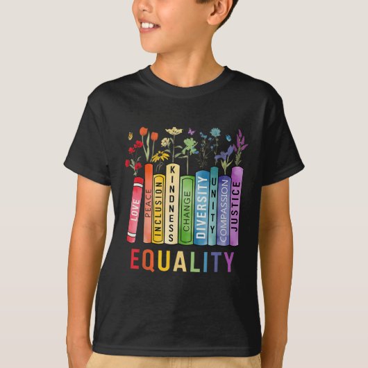 Equality Bookshelf Diversity Inclusion Kindness JU T-shirt (Voorkant)