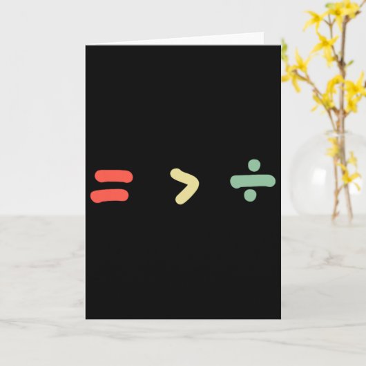 Equality Is Greater Than Division Math Black Histo Kaart (Gele Bloem)