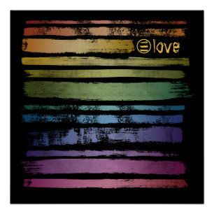 Equality Love Brush Stroke Stripes LGBTQ ID656 Perfect Poster