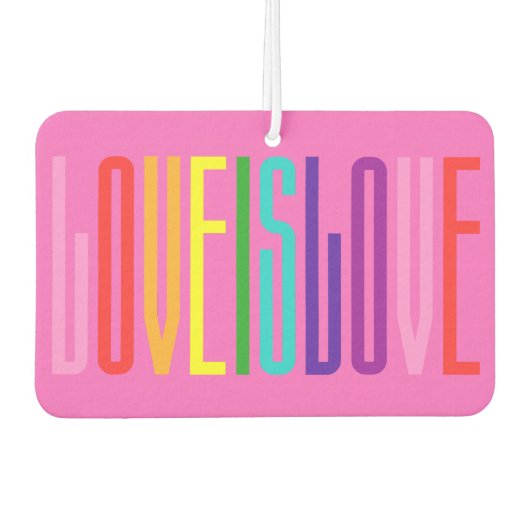 Equality Love is Love LGBT Gay Pride Rainbow Text Luchtverfrisser (Voorkant)