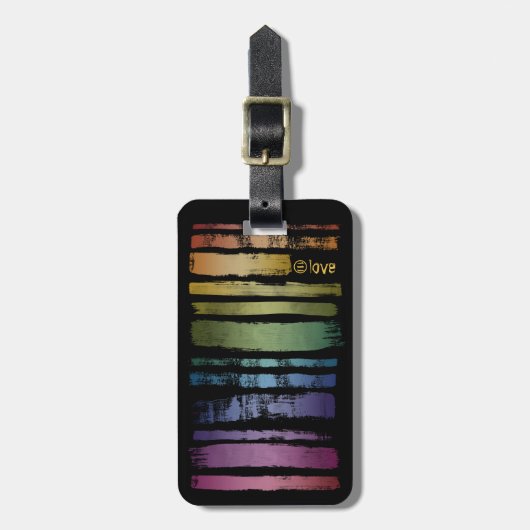 Equality Love Rainbow Brush Strokes LGBTQ ID656 Bagagelabel (Voorkant verticaal)