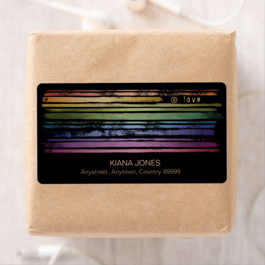 Equality Love Rainbow Brush Strokes LGBTQ ID656 Etiket (Insitu)