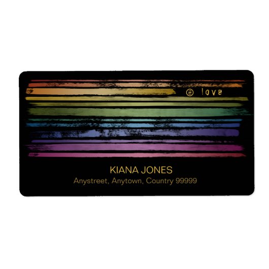 Equality Love Rainbow Brush Strokes LGBTQ ID656 Etiket (Voorkant)