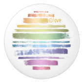 Equality Love Rainbow Brush Strokes LGBTQ ID656 Keramische Knop (Voorkant)