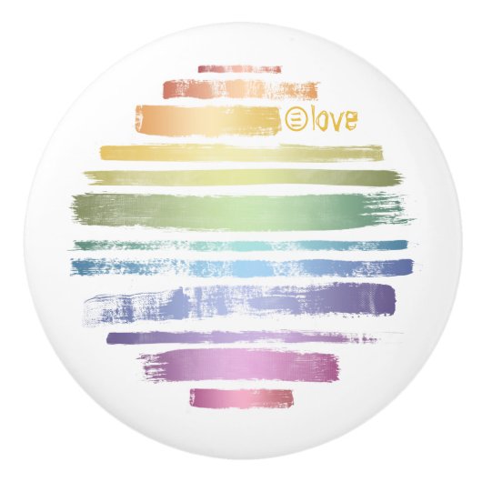 Equality Love Rainbow Brush Strokes LGBTQ ID656 Keramische Knop (Voorkant)