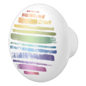 Equality Love Rainbow Brush Strokes LGBTQ ID656 Keramische Knop (Rechts)