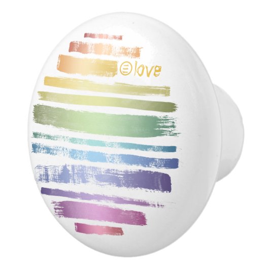 Equality Love Rainbow Brush Strokes LGBTQ ID656 Keramische Knop (Rechts)