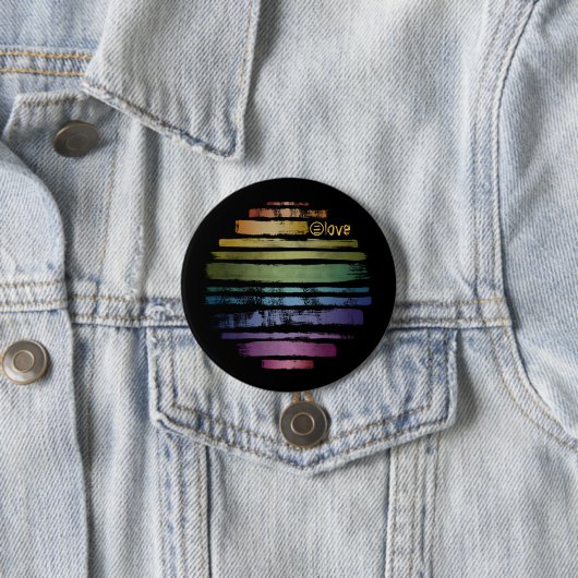 Equality Love Rainbow Brush Strokes LGBTQ ID656 Ronde Button 7,6 Cm (In situ)