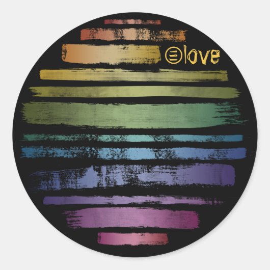 Equality Love Rainbow Brush Strokes LGBTQ ID656 Ronde Sticker (Voorkant)