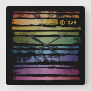Equality Love Rainbow Brush Strokes LGBTQ ID656 Vierkante Klok