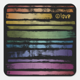 Equality Love Rainbow Brush Strokes LGBTQ ID656 Vierkante Sticker