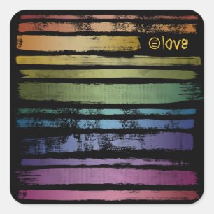 Equality Love Rainbow Brush Strokes LGBTQ ID656 Vierkante Sticker