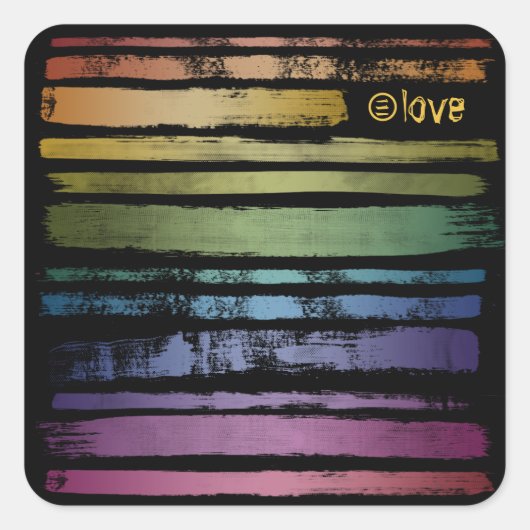 Equality Love Rainbow Brush Strokes LGBTQ ID656 Vierkante Sticker (Voorkant)