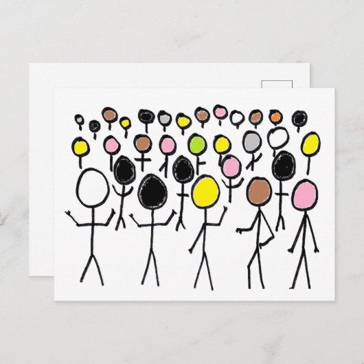 Equality Stickmen Briefkaart (Voorkant / Achterkant)