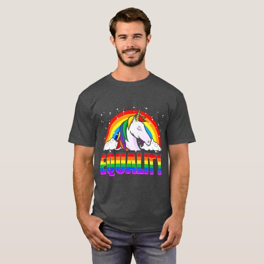 Equality Unicorn Rainbow Flag LGBQ Gay Pride T-shirt (Voorkant volledig)
