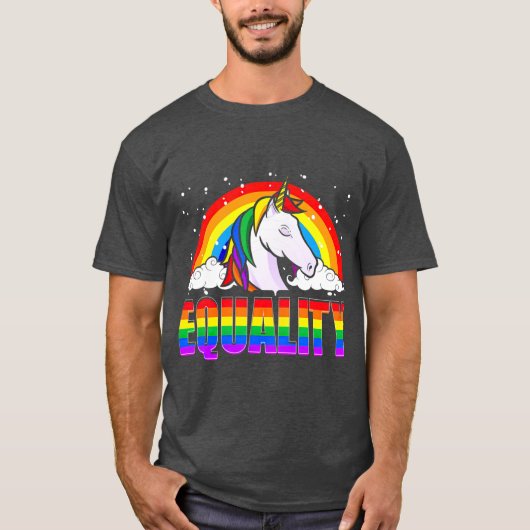Equality Unicorn Rainbow Flag LGBQ Gay Pride T-shirt (Voorkant)