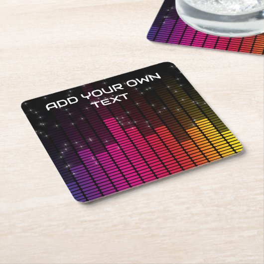 Equalizer Disco Lights Music Volume Custom Text Kartonnen Onderzetters (Schuin)