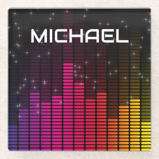 Equalizer Disco Lights Music Volume Personalised Glazen Onderzetter (Voorkant)