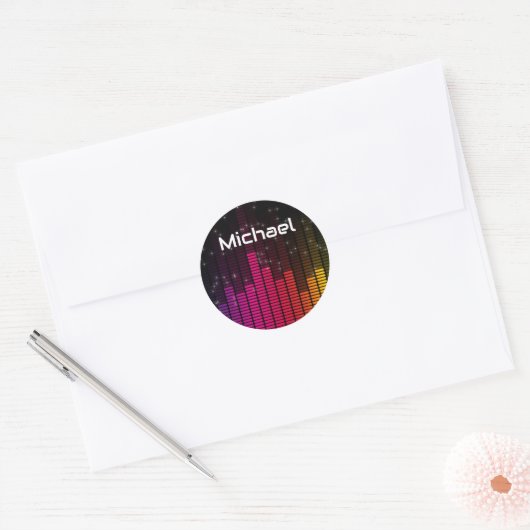 Equalizer Disco Lights Music Volume Personalised Ronde Sticker (Envelop)