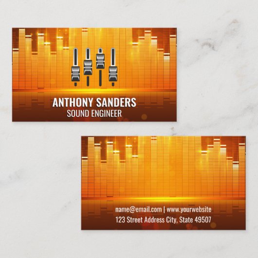 Equalizer lichte achtergrond | Mixerpictogram Visitekaartje (Voorkant / Achterkant)