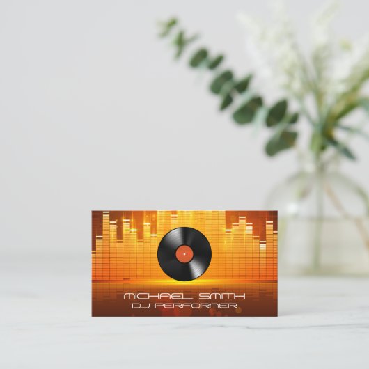 Equalizer lichte achtergrond | vinylplaat visitekaartje (Staand voorkant)