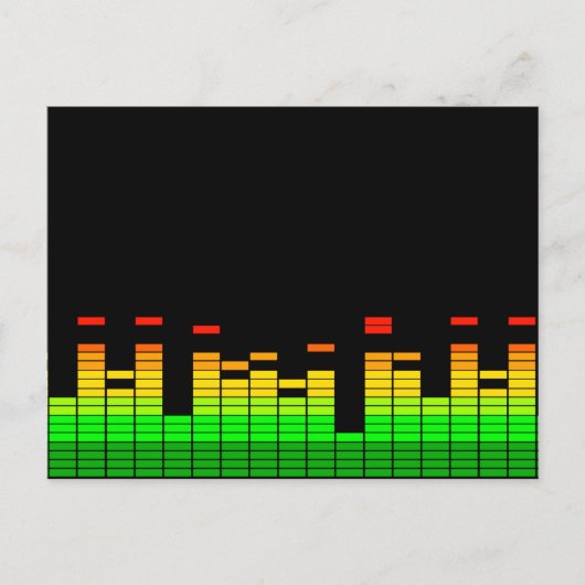 Equalizer Vibes from the Beat of DJ Music Black Briefkaart (Voorkant)