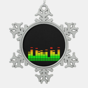 Equalizer Vibes from the Beat of DJ Music Black Tin Sneeuwvlok Ornament