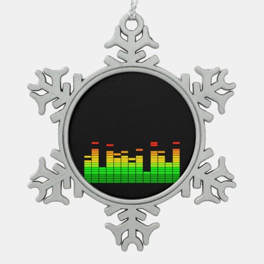 Equalizer Vibes from the Beat of DJ Music Black Tin Sneeuwvlok Ornament (Voorkant)