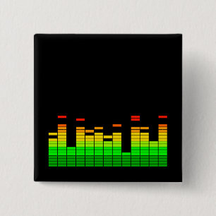 Equalizer Vibes from the Beat of DJ Music Vierkante Button 5,1 Cm