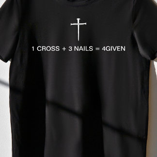 Equation One Cross Three Nails White Cross Womens T-shirt