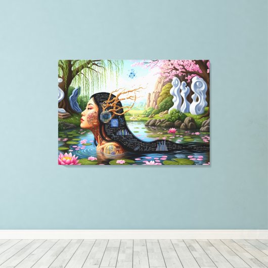 "Equations in Bloom" – A Digital Portrait Canvas Afdruk (Insitu (Houten vloer))