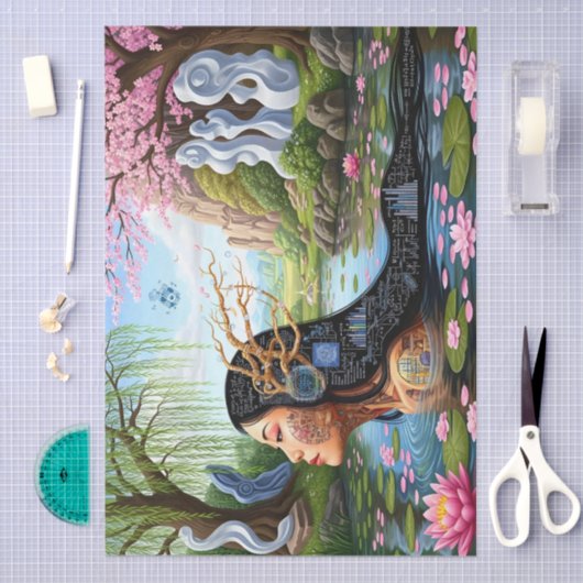 "Equations in Bloom" – A Digital Portrait Tissuepapier (Craft)